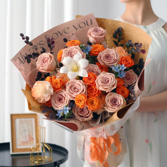 卡布奇諾混搭鮮花束|浪漫午後 11/19/33枝