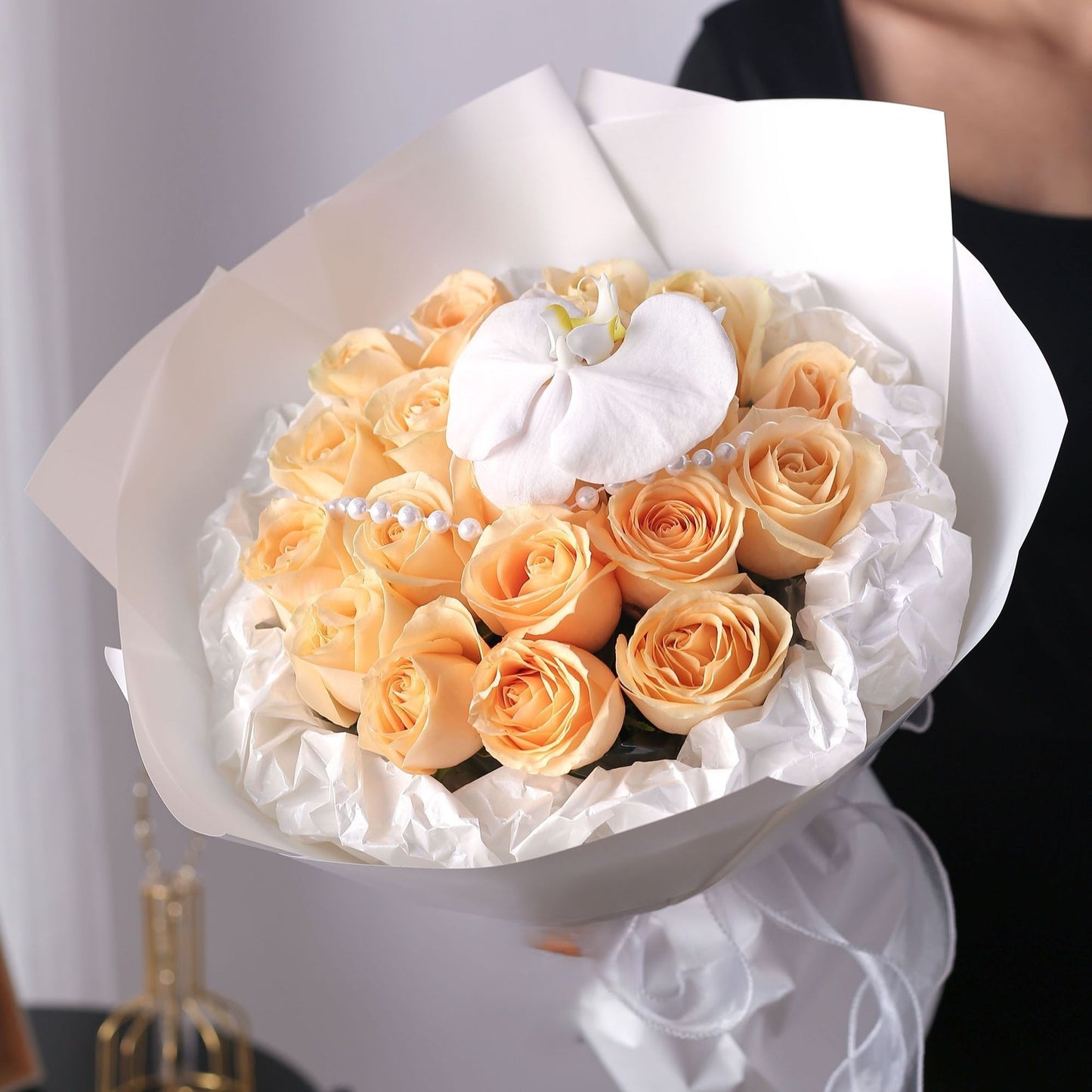 19/33枝|香檳玫瑰鮮花束|鍾情于你