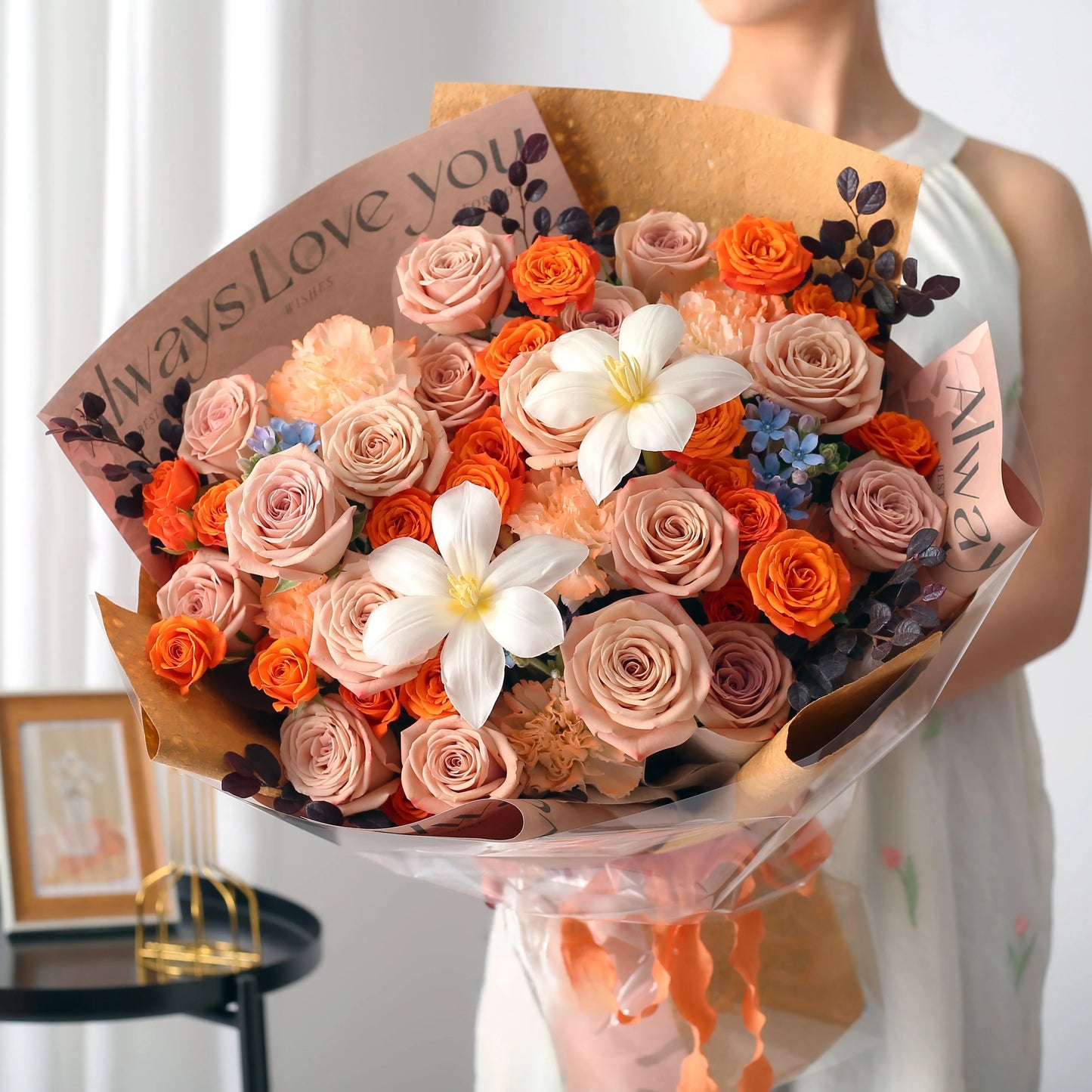 卡布奇諾混搭鮮花束|浪漫午後 11/19/33枝