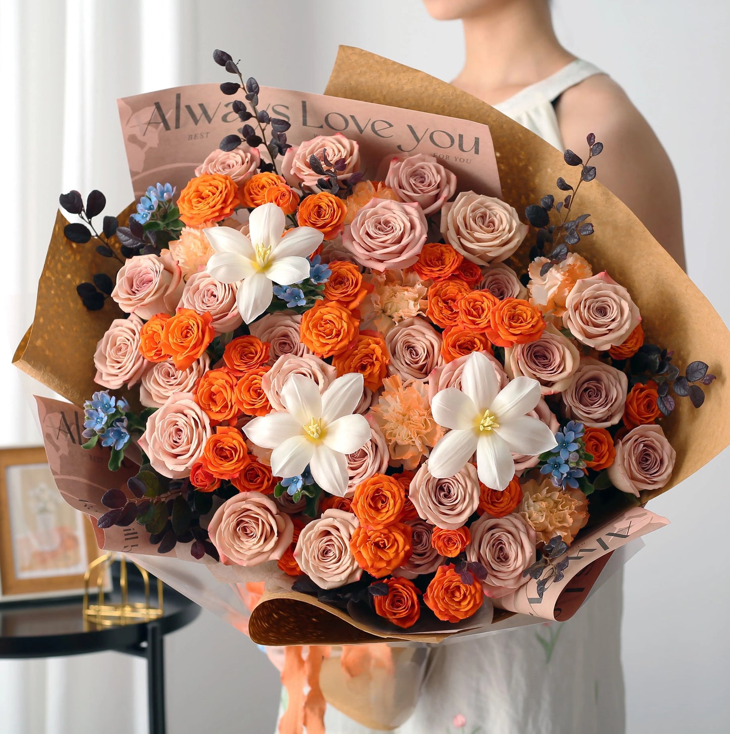 卡布奇諾混搭鮮花束|浪漫午後 11/19/33枝