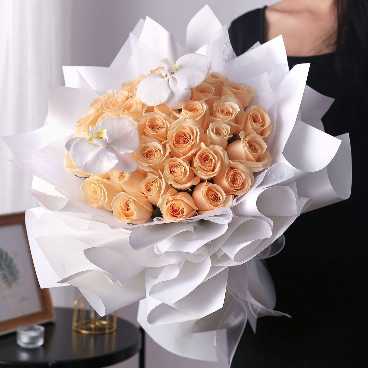 19/33枝|香檳玫瑰鮮花束|鍾情于你