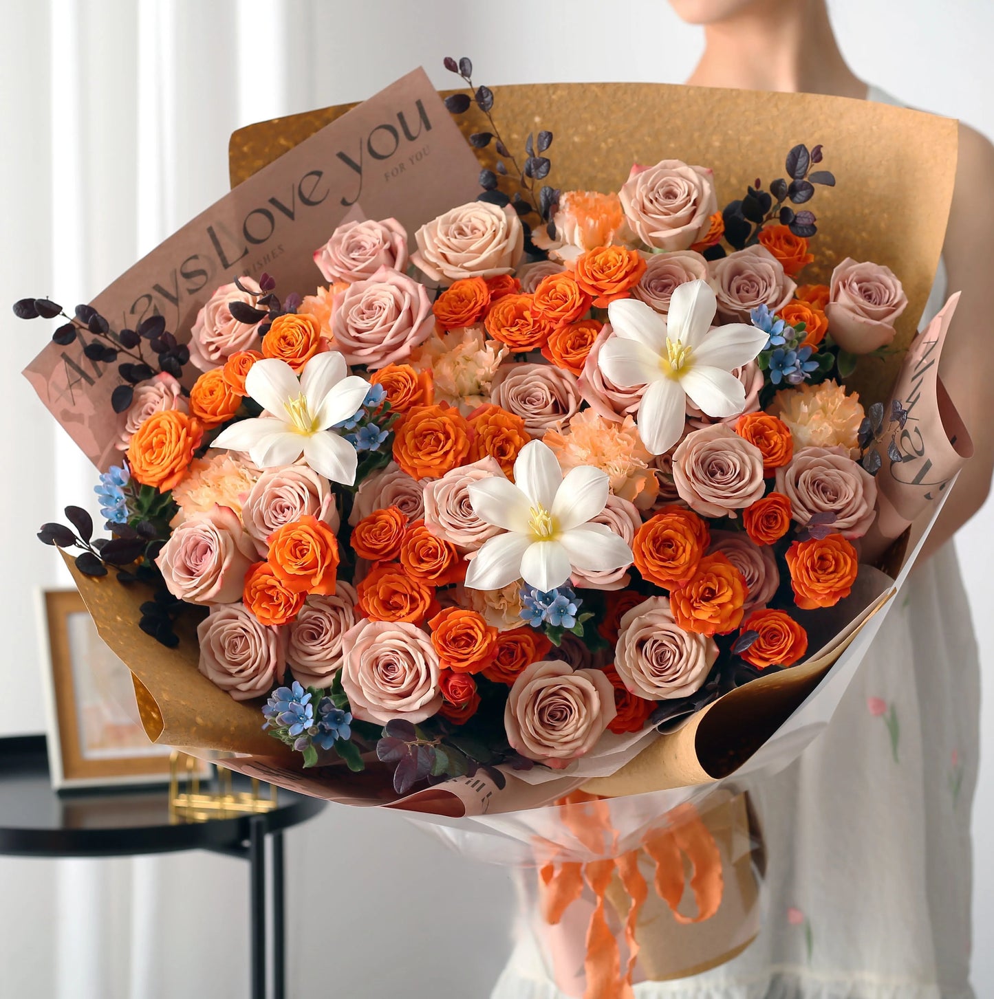 卡布奇諾混搭鮮花束|浪漫午後 11/19/33枝