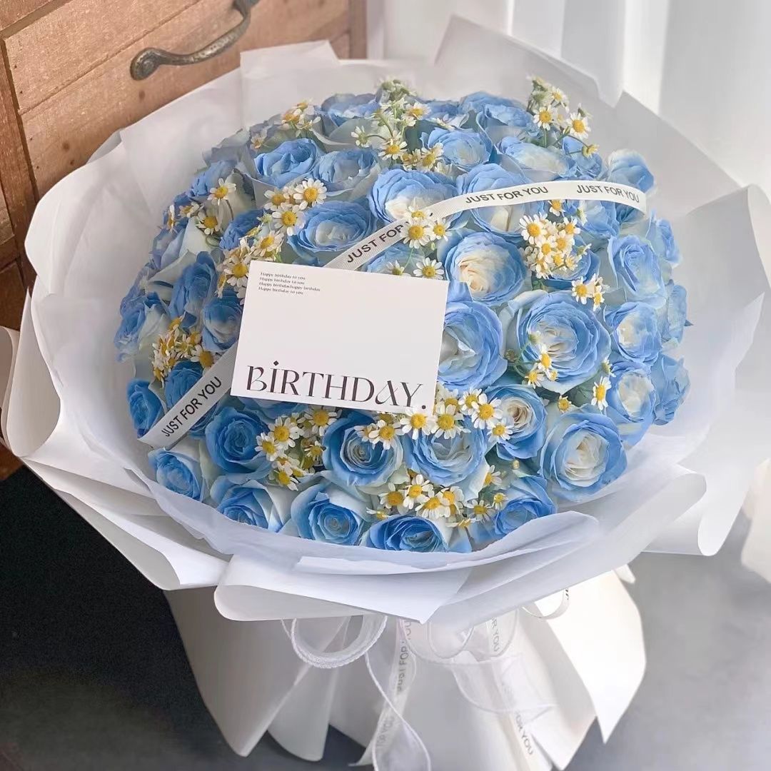 碎冰藍玫瑰鮮花束/晨霧|Blue Rose Fresh Bouquet  33/52/99 Stems