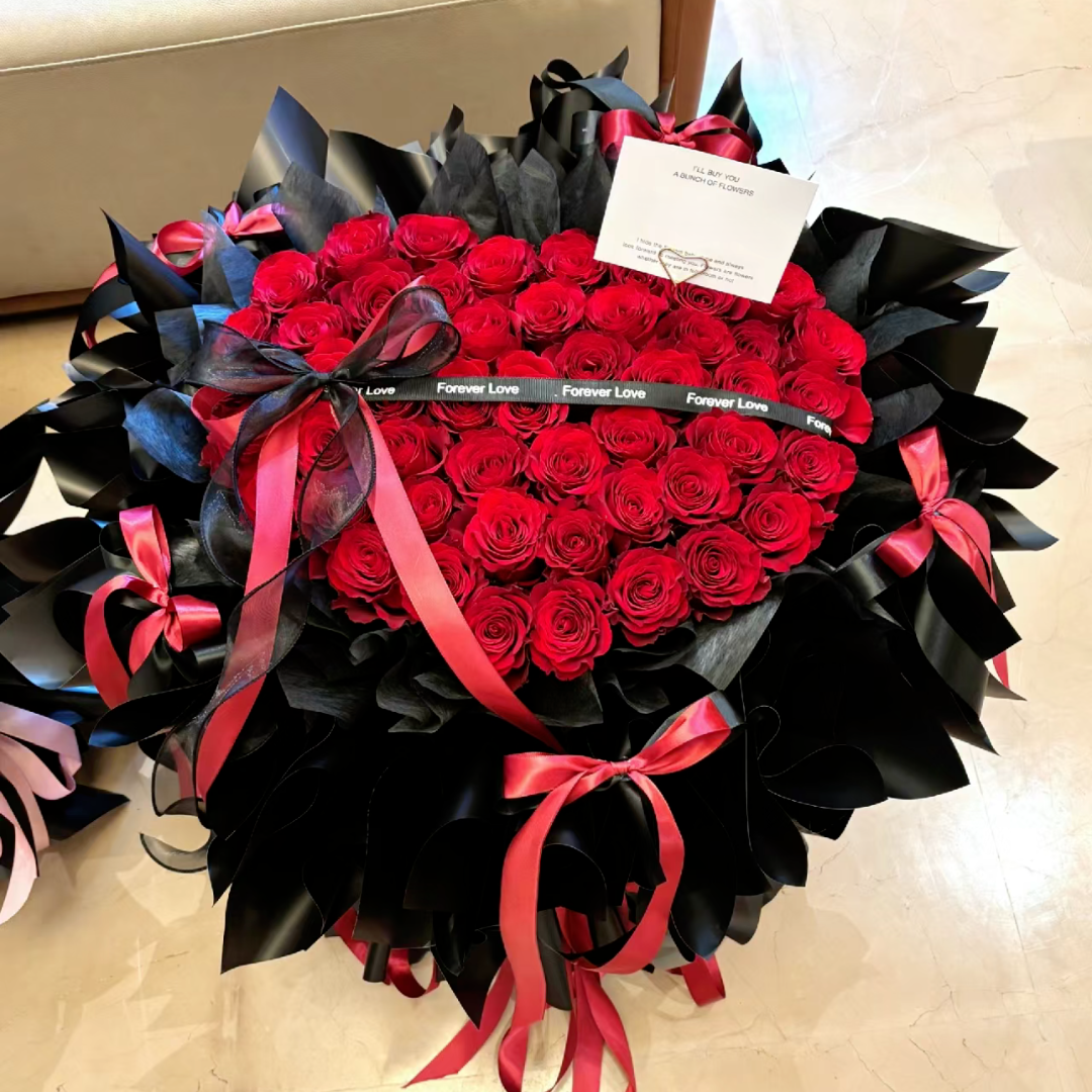 紅玫瑰芭蕾風心形花束|Red rose Fresh Bouquet 33/52/99 Stems