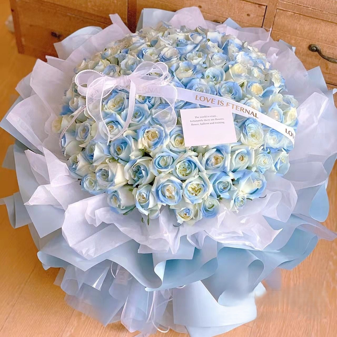 碎冰藍玫瑰鮮花束/晨霧|Blue Rose Fresh Bouquet  33/52/99 Stems