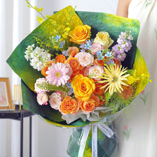 陽光滿城|輝煌玫瑰果汁陽臺混搭鮮花束