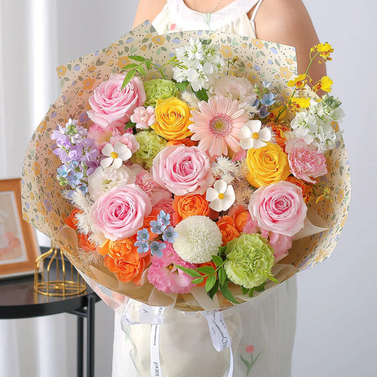 好心情|粉雪山金枝玉葉混搭鮮花束