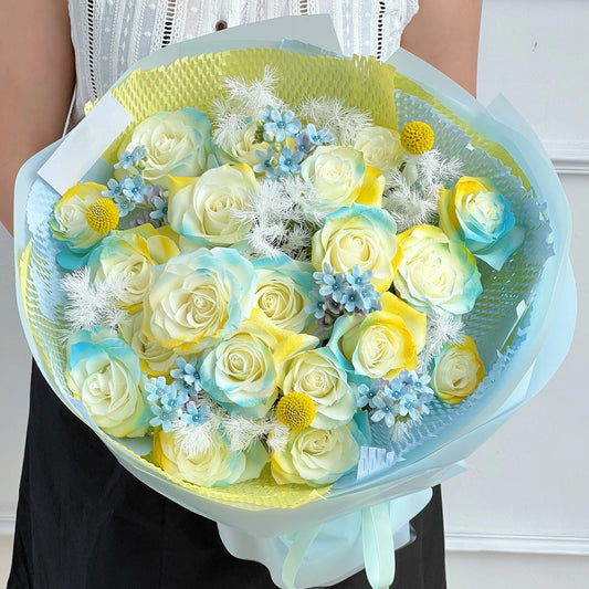 海鹽檸檬|噴色玫瑰鮮花束 19 stems