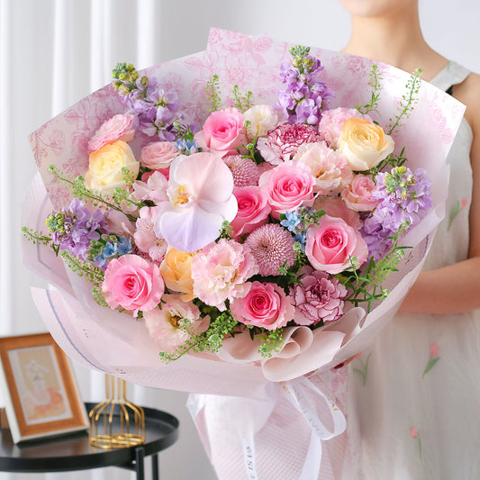 所謂伊人|洛神玫瑰桔梗康乃馨混搭鮮花束