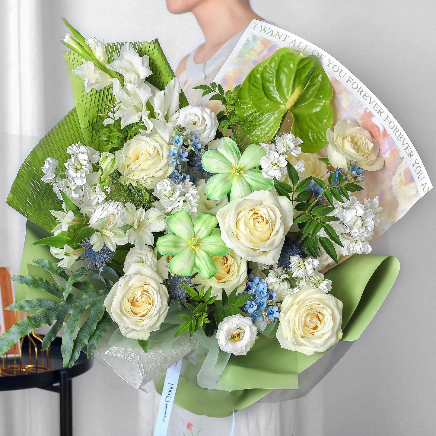 抹茶|白玫瑰劍蘭鬱金香混搭鮮花束