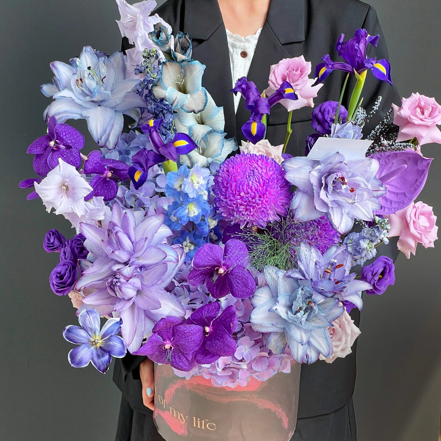 【半城紫煙】百合大麗菊混搭鮮花桶