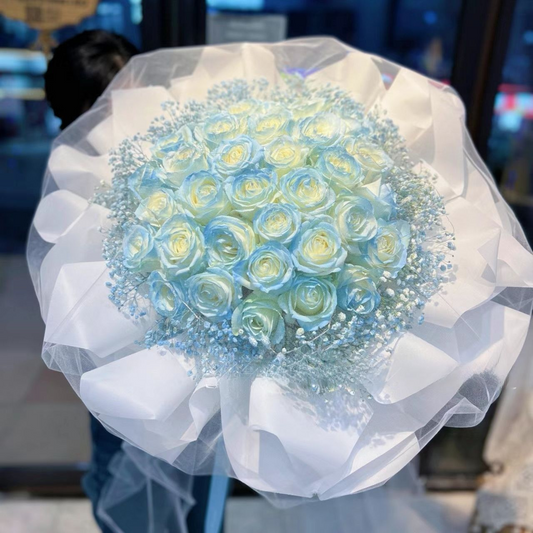 碎冰藍玫瑰鮮花束/晨霧|Blue Rose Fresh Bouquet  33/52/99 Stems