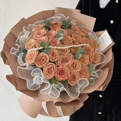 卡布奇諾玫瑰鮮花束/浮生若梦|Cappuccino Rose Fresh Bouquet 33/52/99 stems