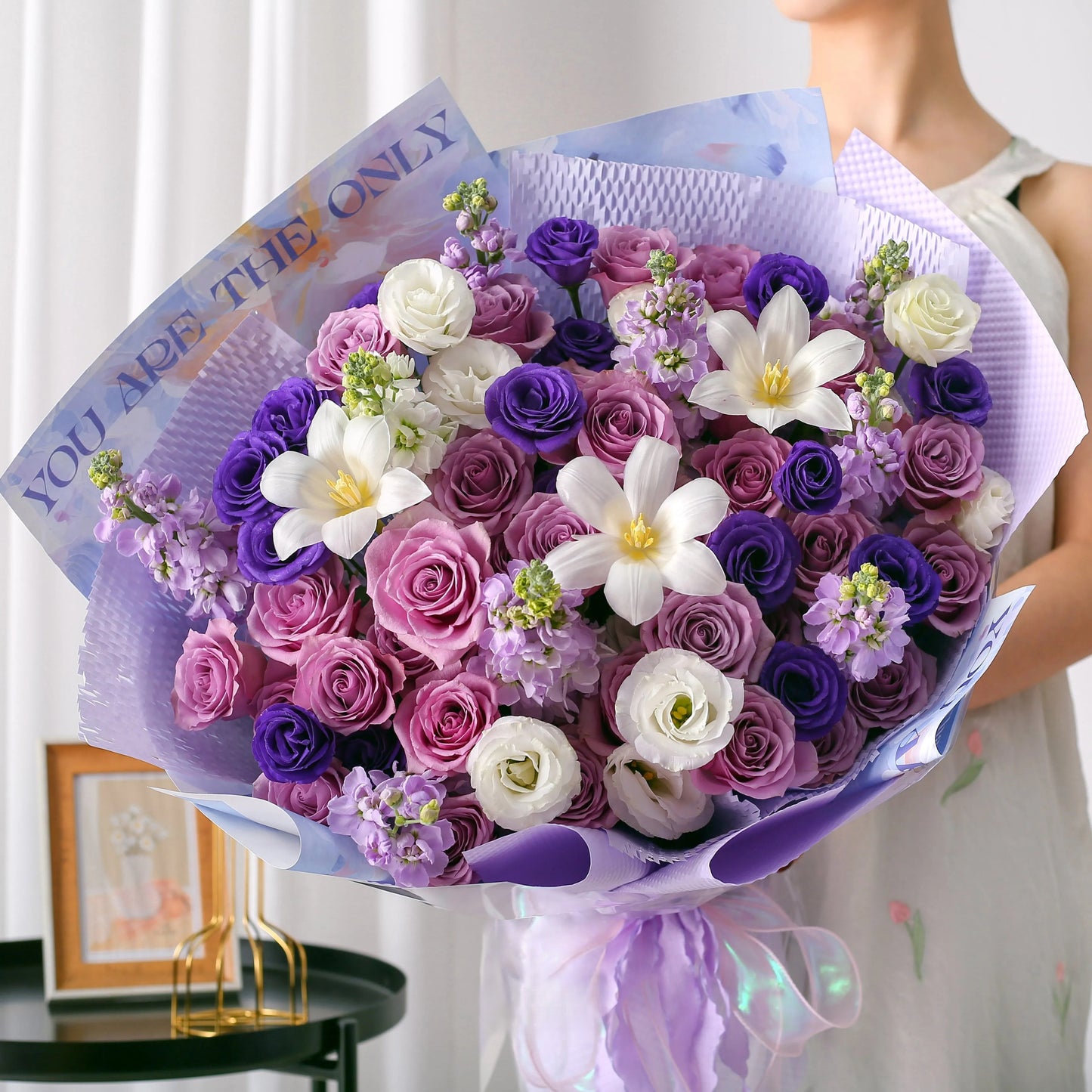 紫玫瑰混搭花束/紫精靈|Purple Rose Mix Fresh Flower Bouquet 11/19/33 Stems