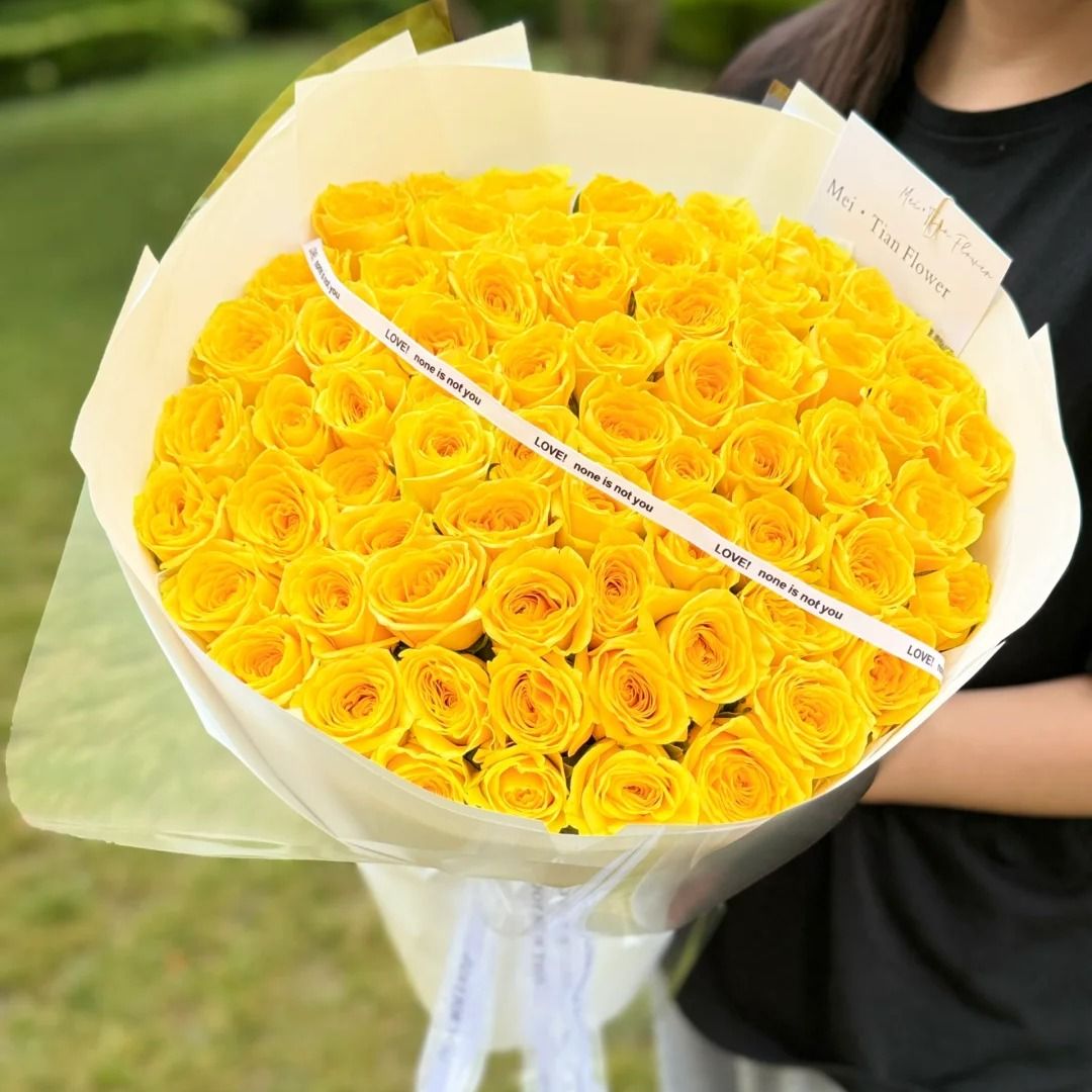 黃玫瑰鮮花束|Yello Rose Fresh Flower Bouquet 9/19/33/52/99 Stems