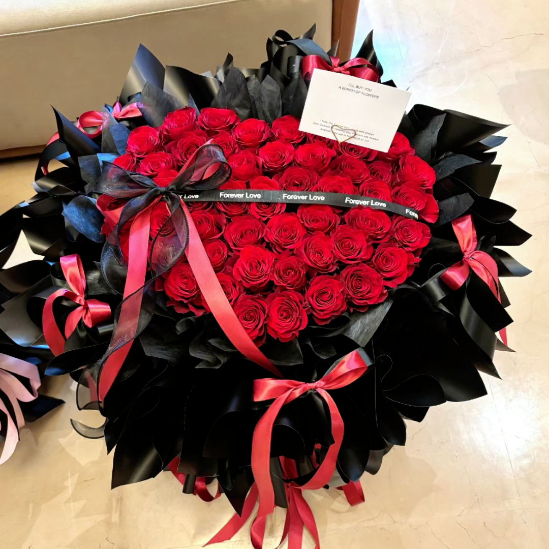 紅玫瑰芭蕾風心形花束|Red rose  Fresh Bouquet 33/52/99 Stems