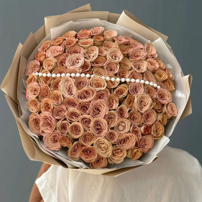 卡布奇諾玫瑰鮮花束/浮生若梦|Cappuccino Rose Fresh Bouquet 33/52/99 stems