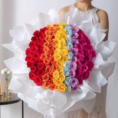 六彩繽紛玫瑰花束|Colorful Rose Bouquet 99 Stems