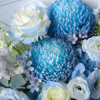 秘境花園|碎冰藍玫瑰牡丹菊混搭鮮花束