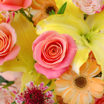 桃花箋|朱小姐玫瑰百合跳舞蘭混搭鮮花束