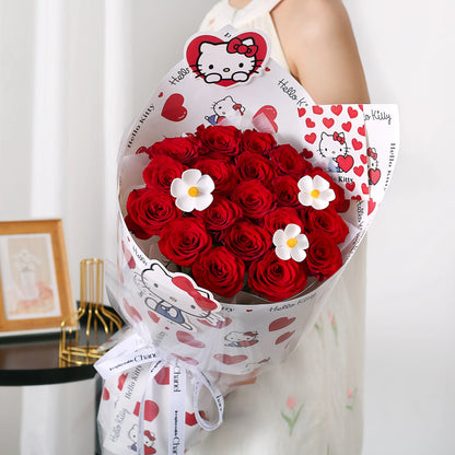 Hello Kitty|19枝紅玫瑰鮮花束